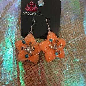 Paparazzi Orange Flower Earrings